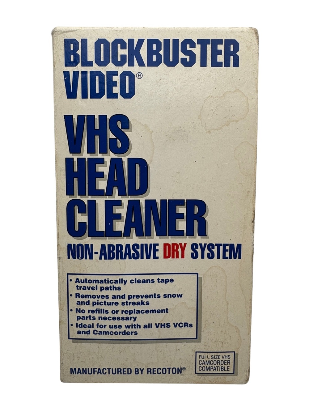 Vintage 1993 Blockbuster Video VHS Head Cleaner Dry System Recoton VCR